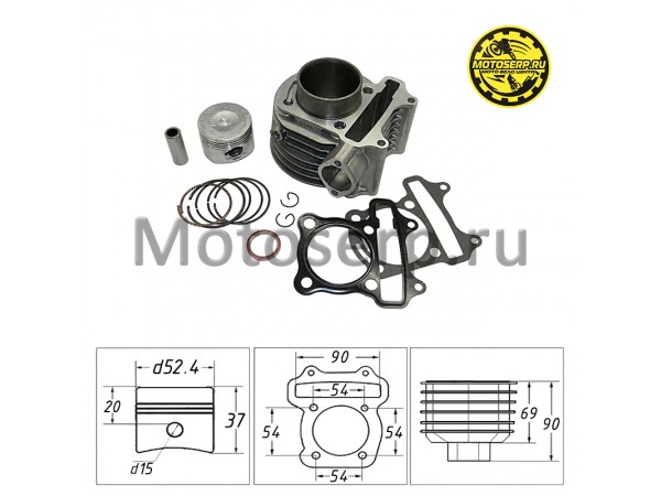 Купить  ЦПГ, поршневая группа 152QMI  125cc (D52,4; p-15) с тефлоновым покрытием (шт) (TATA 10045412 (MOTO-SKUTER 6288 купить с доставкой по Москве и России, цена, технические характеристики, комплектация фото  - motoserp.ru