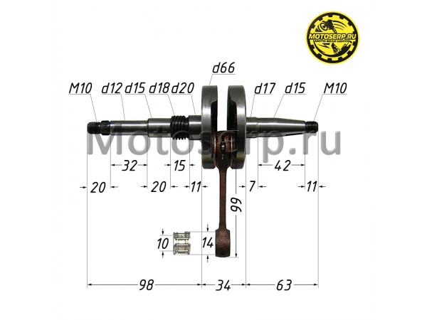 Купить  Коленвал (вал коленчатый) Honda TACT50, АF-16 SEE (TW) (шт) (R1 купить с доставкой по Москве и России, цена, технические характеристики, комплектация фото  - motoserp.ru