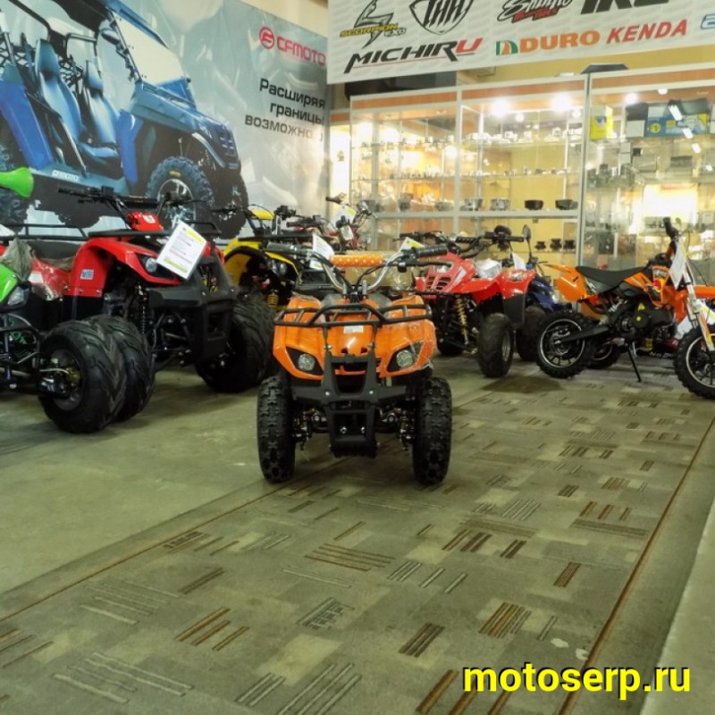 Купить  ====Электро квадрик MOTOLAND ATV E002  800Вт, диск/диск, 7"/7", 3 режима скорости+реверс (шт) купить с доставкой по Москве и России, цена, технические характеристики, комплектация фото  - motoserp.ru