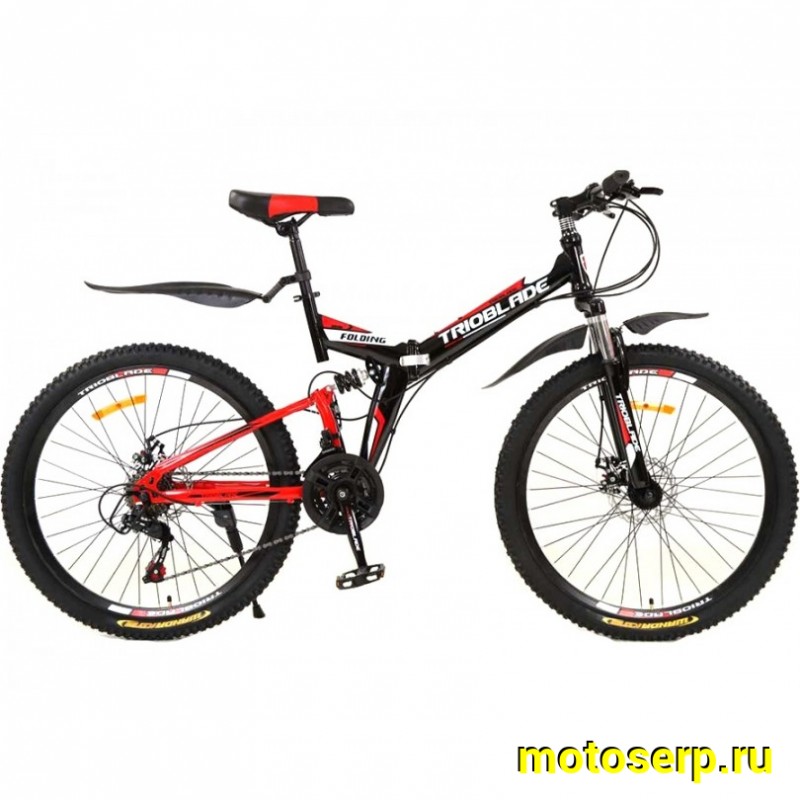 Купить  ====TRIOBLADE FOLDING (Триоблейд Фолдинг) 26"; 21ск; рама-сталь; тормоз-Disk; двухподвес складной (шт) (Кит купить с доставкой по Москве и России, цена, технические характеристики, комплектация фото  - motoserp.ru