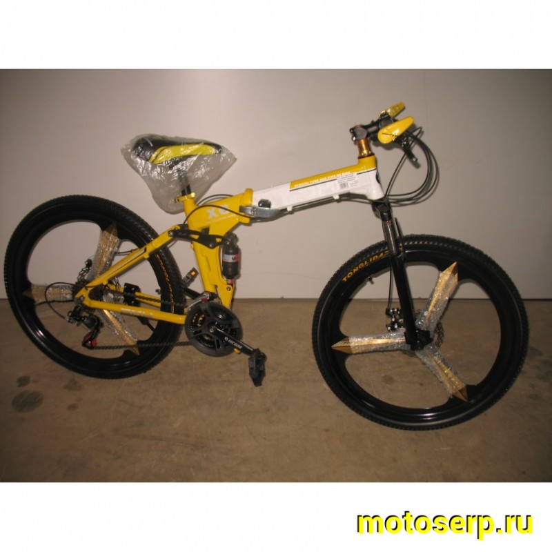 Купить  ====TRIOBLADE FOLDING (Триоблейд Фолдинг) 26"; 21ск; рама-сталь; тормоз-Disk; двухподвес складной (шт) (Кит купить с доставкой по Москве и России, цена, технические характеристики, комплектация фото  - motoserp.ru