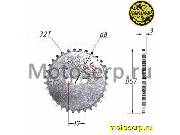 Купить  Шестерня (звездочка) ГРМ распредвала 160FMK (YX150/160, ZS155/160) KAYO-155/160 (32T,D60,d8,h3) (шт) (Мир 36959 (ANKON 025646  купить с доставкой по Москве и России, цена, технические характеристики, комплектация фото  - motoserp.ru