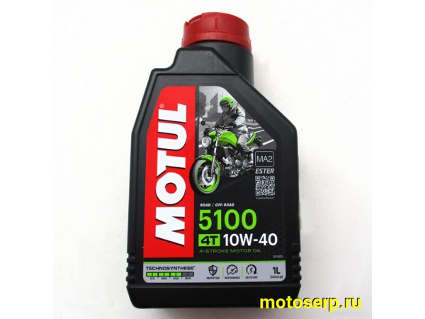 Купить  Масло MOTUL 5100 10W40 для мотоц и мопедов с мех к.п. 4 так.п/синт.1л (шт)  (MOTUL 106906 112124 купить с доставкой по Москве и России, цена, технические характеристики, комплектация фото  - motoserp.ru