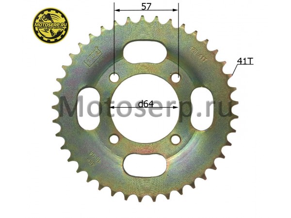 Купить  Звезда ведомая голая (венец) (428-41) (428-41T D-64mm, 4x57mm) AG100 (шт) (0 купить с доставкой по Москве и России, цена, технические характеристики, комплектация фото  - motoserp.ru
