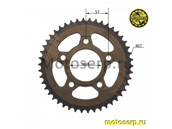 Купить  Звезда ведомая голая (венец) (428-46) (428-46T D-64mm, 5x57mm) (шт) (SM 687-7457 купить с доставкой по Москве и России, цена, технические характеристики, комплектация фото  - motoserp.ru