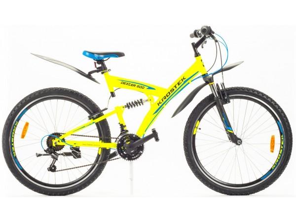 Купить  ====KROSTEK DEXTER 600 (Кростек Декстер 600) 26"; 18ск; рама-сталь; тормоз-V-Brake; двухподвес; вилка пружинно-эластомерная, 50 мм (шт) (МL купить с доставкой по Москве и России, цена, технические характеристики, комплектация фото  - motoserp.ru
