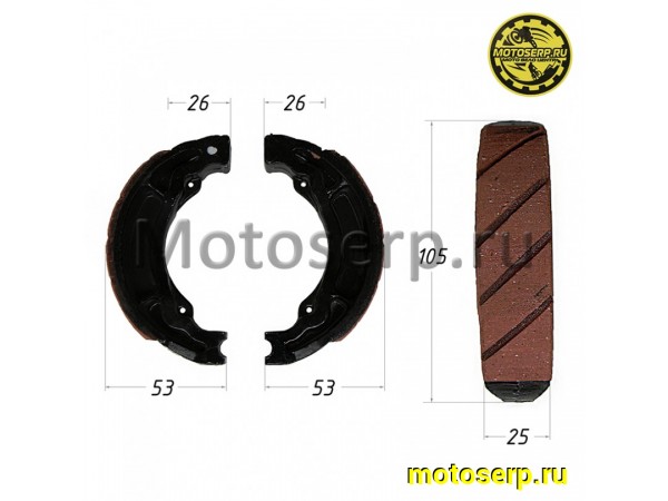 Купить  Колодки тормозные барабан d=105mm h=25mm  Honda Lead, S-5, Trans, LINHAI YAMAHA M200 передние (пар) (Li-Ya купить с доставкой по Москве и России, цена, технические характеристики, комплектация фото  - motoserp.ru