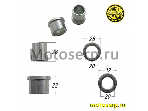 Купить  Втулка оси колеса (d-20, D-28/32, L-22) (d-20, D-25/28, L-28) переднего GR1 (пара) (SM 196-1600 купить с доставкой по Москве и России, цена, технические характеристики, комплектация фото  - motoserp.ru