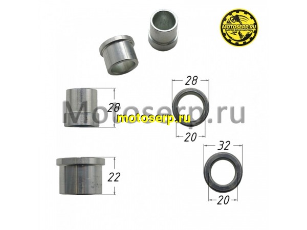Купить  Втулка оси колеса (d-20, D-28/32, L-22) (d-20, D-25/28, L-28) переднего GR1 (пара) (SM 196-1600 купить с доставкой по Москве и России, цена, технические характеристики, комплектация фото  - motoserp.ru