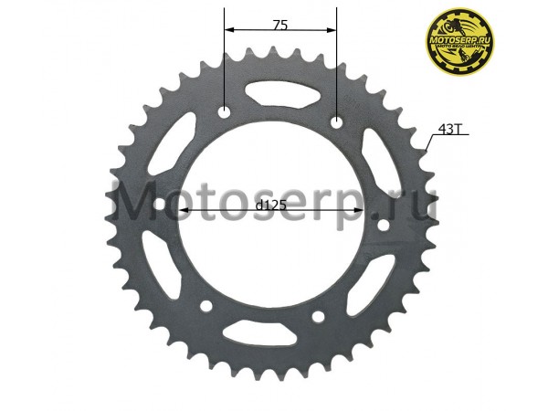 Купить  Звезда ведомая голая (венец) (520-43) (520-43T D-125mm, 6x75mm) GR1, GR7 (JT R897) (шт) (SM 922-6596 купить с доставкой по Москве и России, цена, технические характеристики, комплектация фото  - motoserp.ru