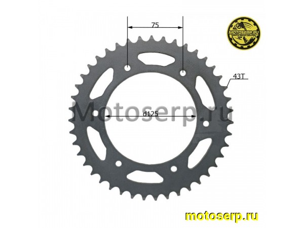 Купить  Звезда ведомая голая (венец) (520-43) (520-43T D-125mm, 6x75mm) GR1, GR7 (JT R897) (шт) (SM 922-6596 купить с доставкой по Москве и России, цена, технические характеристики, комплектация фото  - motoserp.ru