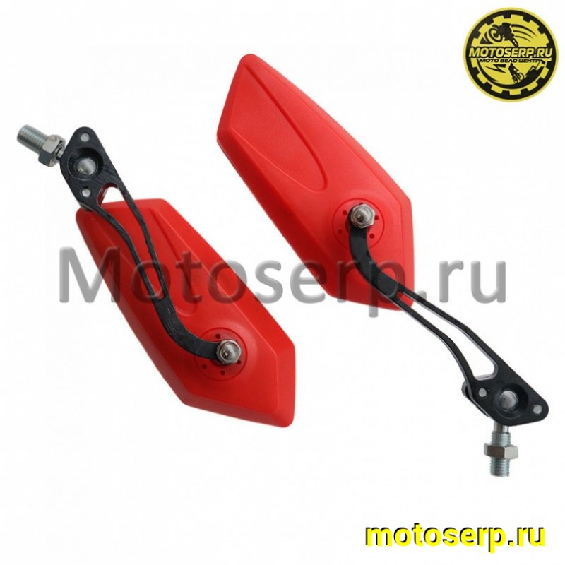 Купить  Зеркала (d-10mm, прав резьба) квадрат Красные (пар)  (0 купить с доставкой по Москве и России, цена, технические характеристики, комплектация фото  - motoserp.ru