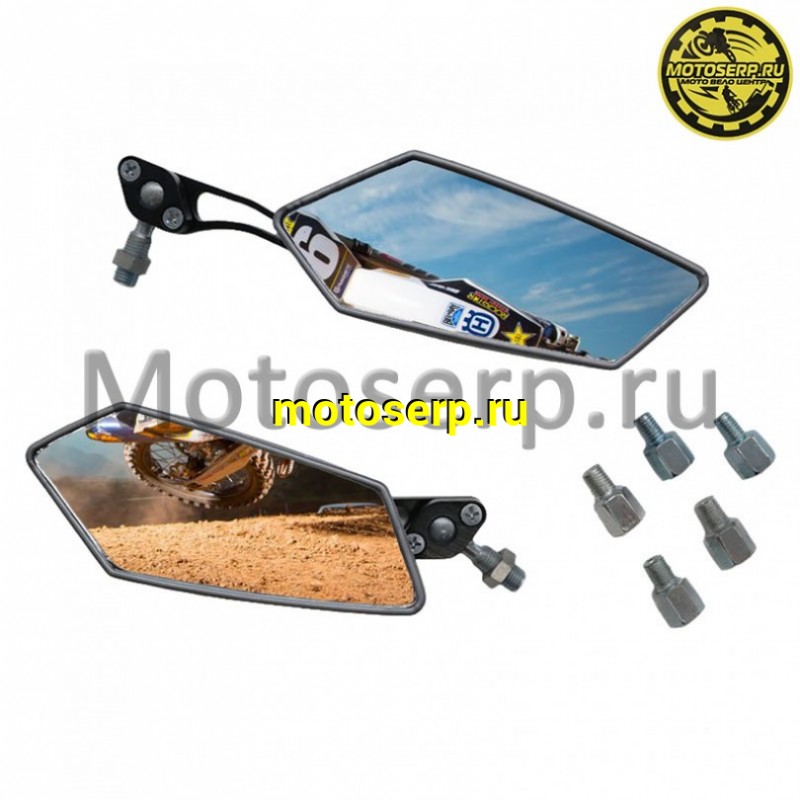 Купить  Зеркала (d-10mm, прав резьба) квадрат Серебр. (пар)  (0 купить с доставкой по Москве и России, цена, технические характеристики, комплектация фото  - motoserp.ru