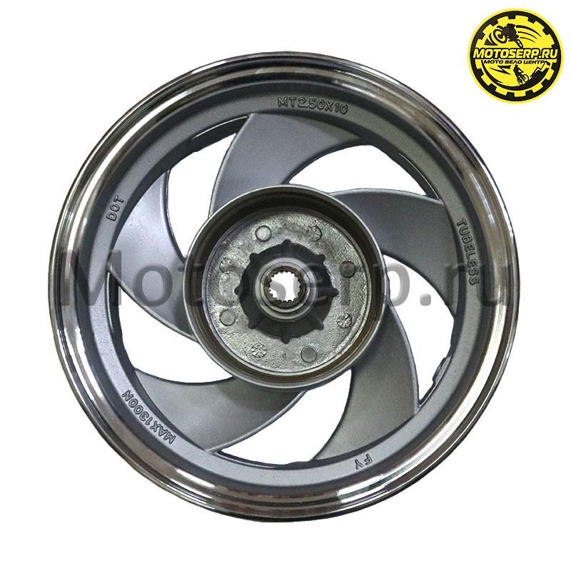 Купить  Колесо 10" заднее (диск колеса) литое 2,50-10" 4так (19 шлиц) (бараб.торм 110мм) GRAND PRIX, Лео-125 125сс (шт) (MT купить с доставкой по Москве и России, цена, технические характеристики, комплектация фото  - motoserp.ru