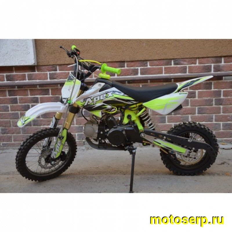 Купить  Питбайк Motoland APEX 10 зеленый (спортинв), 14/12, 4Т, 110cc, АВТОМАТ, эл-стартер, диск/диск (шт) (ML 11007 купить с доставкой по Москве и России, цена, технические характеристики, комплектация фото  - motoserp.ru