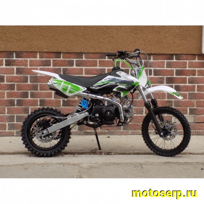Купить  Питбайк Motoland APEX 10 зеленый (спортинв), 14/12, 4Т, 110cc, АВТОМАТ, эл-стартер, диск/диск (шт) (ML 11007 купить с доставкой по Москве и России, цена, технические характеристики, комплектация фото  - motoserp.ru