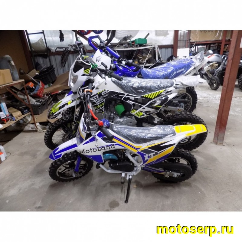 Купить  Питбайк Motoland XT50 минимото, миникросс ДЕТСКИЙ, 2Т, 50сс, руч. старт, кол. 10/10", 2.7 л.с (шт) (ML 11402 купить с доставкой по Москве и России, цена, технические характеристики, комплектация фото  - motoserp.ru