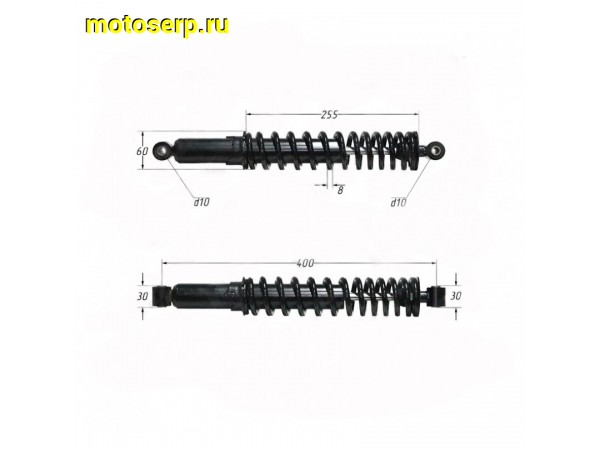 Купить  Амортизатор задний (L-400mm,D-10mm,d-10mm) ATV250 ADVENTURE и др.(шт) (ML 10148 купить с доставкой по Москве и России, цена, технические характеристики, комплектация фото  - motoserp.ru