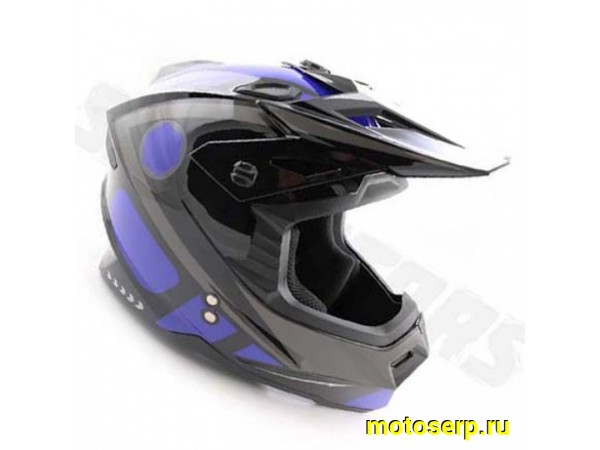 Купить  Шлем Кросс Ataki MX801 Strike Hi-Vis синий/черный глянцевый р-р XL 1150гр  (шт)  (SM 880-3292 купить с доставкой по Москве и России, цена, технические характеристики, комплектация фото  - motoserp.ru