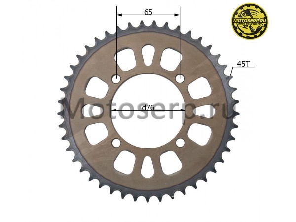 Купить  Звезда ведомая голая (венец) (428-45) (428-45T D-76mm, 4x65mm) TTR125,  BSE PH10-125 и др. питбайков (шт) (SM 687-9329 купить с доставкой по Москве и России, цена, технические характеристики, комплектация фото  - motoserp.ru
