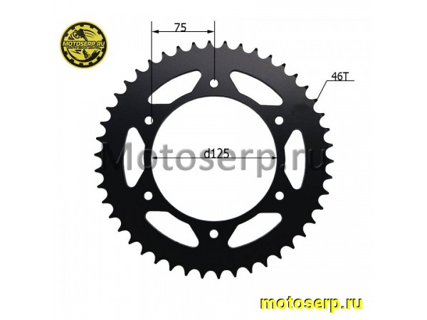 Купить  Звезда ведомая голая (венец) (520-46) (520-46T D-125mm, 6x75mm) GR1, GR7 (JT R897) (шт) (SM 922-3112 купить с доставкой по Москве и России, цена, технические характеристики, комплектация фото  - motoserp.ru