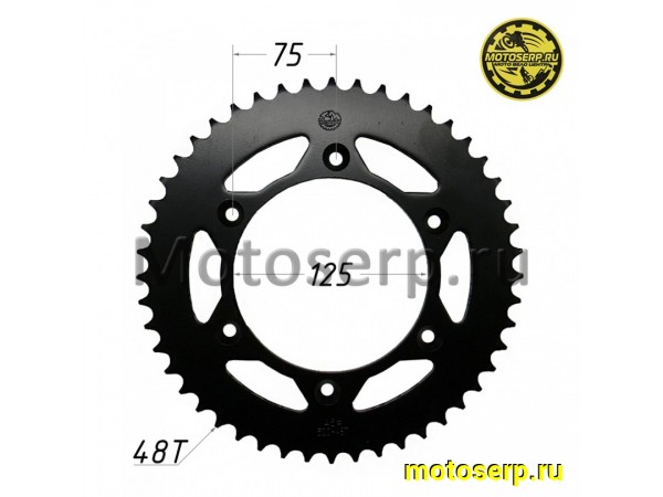 Купить  Звезда ведомая голая (венец) (520-48) (520-48T D-125mm, 6x75mm) GR1, GR7 (JT R897) (шт) (SM 922-6115 купить с доставкой по Москве и России, цена, технические характеристики, комплектация фото  - motoserp.ru