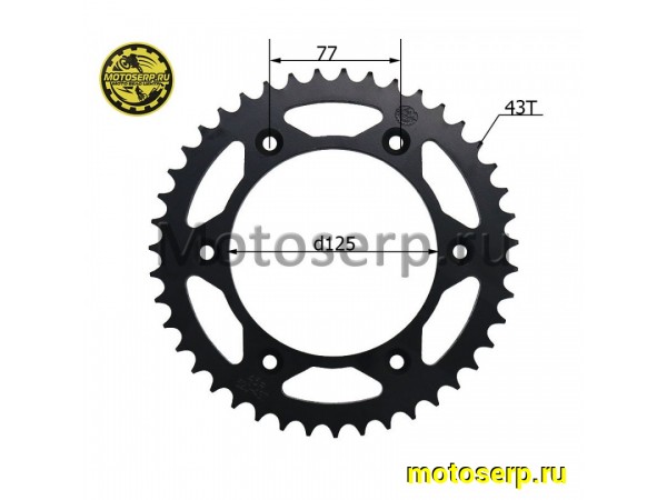 Купить  Звезда ведомая голая (венец) (520-43) (520-43T D-125mm, 6x77mm) KAYO K6, T4, T6 (JT R210) (шт) (SM 922-3262 купить с доставкой по Москве и России, цена, технические характеристики, комплектация фото  - motoserp.ru