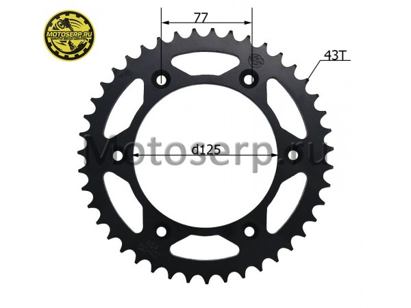 Купить  Звезда ведомая голая (венец) (520-43) (520-43T D-125mm, 6x77mm) KAYO K6, T4, T6 (JT R210) (шт) (SM 922-3262 купить с доставкой по Москве и России, цена, технические характеристики, комплектация фото  - motoserp.ru