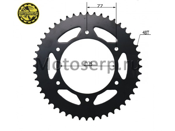 Купить  Звезда ведомая голая (венец) (520-48) (520-48T D-125mm, 6x77mm) KAYO K6, T4, T6 (JT R210) (шт) (SM 922-5354 купить с доставкой по Москве и России, цена, технические характеристики, комплектация фото  - motoserp.ru