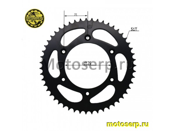 Купить  Звезда ведомая голая (венец) (520-51) (520-51T D-125mm, 6x77mm) KAYO K6, T4, T6 (JT R210) (шт) (SM 922-1270 купить с доставкой по Москве и России, цена, технические характеристики, комплектация фото  - motoserp.ru