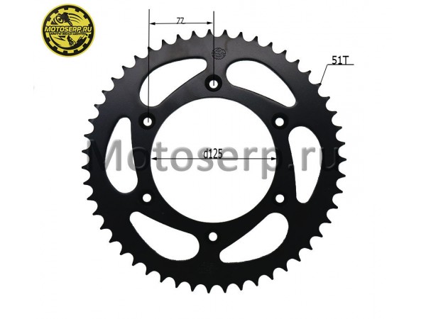 Купить  Звезда ведомая голая (венец) (520-51) (520-51T D-125mm, 6x77mm) KAYO K6, T4, T6 (JT R210) (шт) (SM 922-1270 купить с доставкой по Москве и России, цена, технические характеристики, комплектация фото  - motoserp.ru