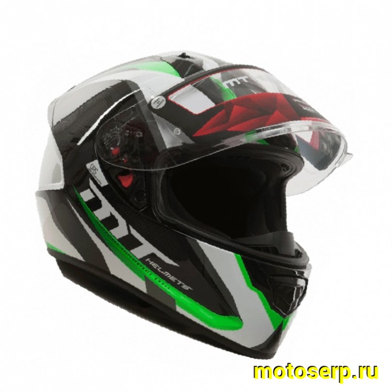 Купить  Шлем закрытый MT STINGER SPIKE Gloss Metallic Black White Fluo Green (XXL) интеграл (шт) (Мир 48012 купить с доставкой по Москве и России, цена, технические характеристики, комплектация фото  - motoserp.ru