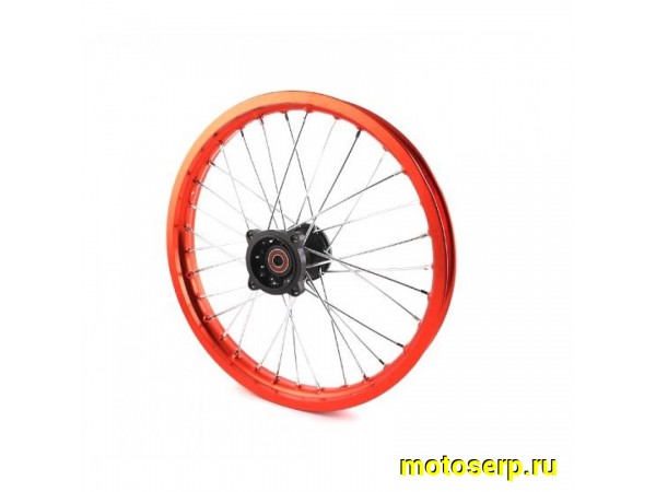 Купить  Колесо 17" переднее (диск колеса) спицованное 1.6/1.8 -17" (ось 15мм) TTR125, KAYO, BSE PH10-125 (аллюминий, оранжевый обод) (шт) (SM 797-4433 купить с доставкой по Москве и России, цена, технические характеристики, комплектация фото  - motoserp.ru