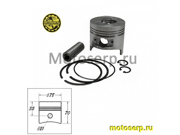 Купить  Поршень 178FS 6HP D78; p-21; ML-3 (без мослен.кольца.) (шт) (ML 5134 купить с доставкой по Москве и России, цена, технические характеристики, комплектация фото  - motoserp.ru