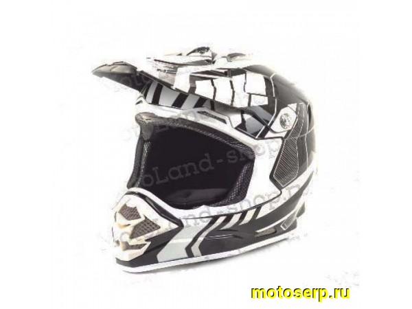 Купить  Шлем Кросс HIZER B6195 (L) #1 black/white 1350гр. (шт) (ML 11467 купить с доставкой по Москве и России, цена, технические характеристики, комплектация фото  - motoserp.ru
