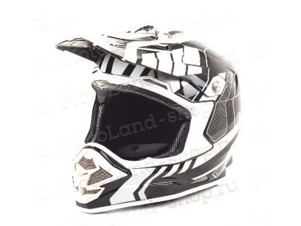 Купить  Шлем Кросс HIZER B6195 (XL) #1 black/white 1350гр. (шт) (ML 11468 купить с доставкой по Москве и России, цена, технические характеристики, комплектация фото  - motoserp.ru