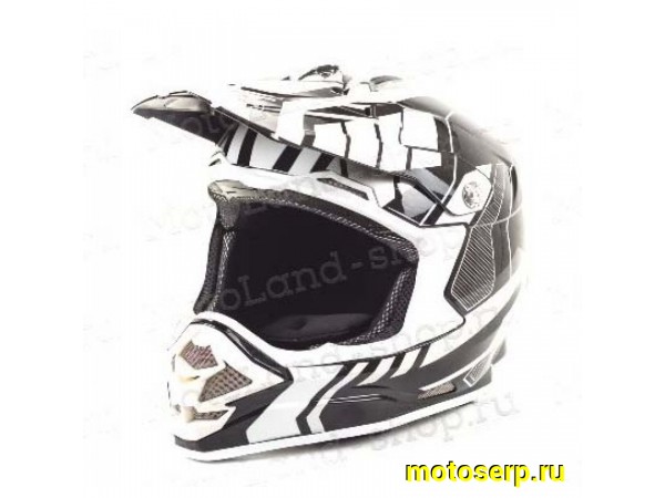Купить  Шлем Кросс HIZER B6195 (XL) #1 black/white 1350гр. (шт) (ML 11468 купить с доставкой по Москве и России, цена, технические характеристики, комплектация фото  - motoserp.ru