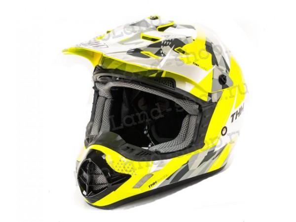 Купить  Шлем Кросс "THH" TX-12 YEL/GRAY TRILOGY (M) 1400гр. (шт) (0 купить с доставкой по Москве и России, цена, технические характеристики, комплектация фото  - motoserp.ru