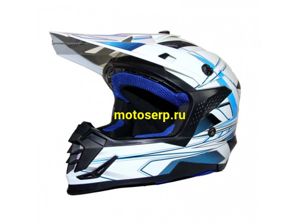 Купить  Шлем Кросс Ataki SC-16 Rift синий/белый глянцевый  р-р XS (шт) (0 купить с доставкой по Москве и России, цена, технические характеристики, комплектация фото  - motoserp.ru