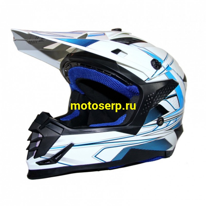 Купить  Шлем Кросс Ataki SC-16 Rift синий/белый глянцевый  р-р XS (шт) (0 купить с доставкой по Москве и России, цена, технические характеристики, комплектация фото  - motoserp.ru