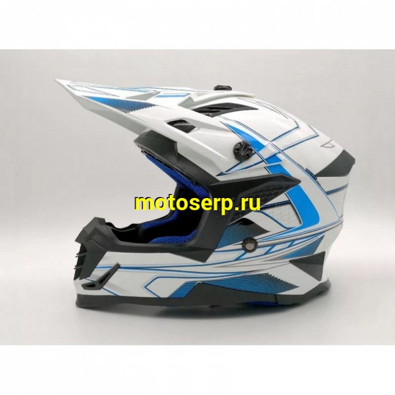 Купить  Шлем Кросс Ataki SC-16 Rift синий/белый глянцевый  р-р XS (шт) (0 купить с доставкой по Москве и России, цена, технические характеристики, комплектация фото  - motoserp.ru