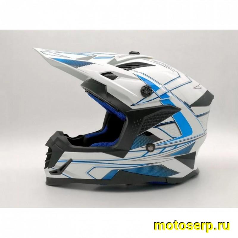 Купить  Шлем Кросс Ataki SC-16 Rift синий/белый глянцевый  р-р XS (шт) (0 купить с доставкой по Москве и России, цена, технические характеристики, комплектация фото  - motoserp.ru