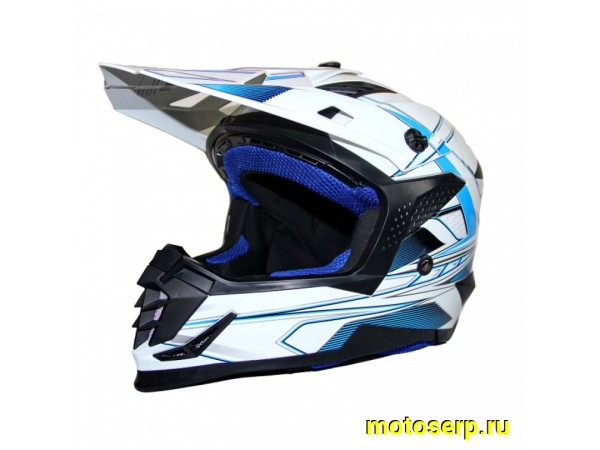 Купить  Шлем Кросс Ataki SC-16 Rift синий/белый глянцевый  р-р S (шт) (0 купить с доставкой по Москве и России, цена, технические характеристики, комплектация фото  - motoserp.ru