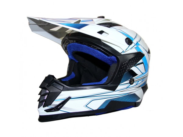 Купить  Шлем Кросс Ataki SC-16 Rift синий/белый глянцевый  р-р S (шт) (0 купить с доставкой по Москве и России, цена, технические характеристики, комплектация фото  - motoserp.ru