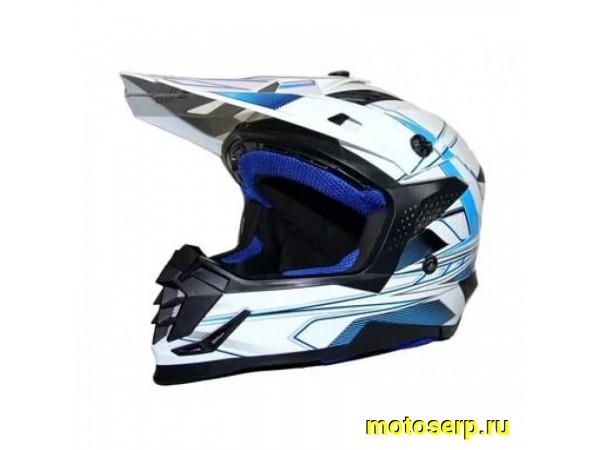 Купить  Шлем Кросс (Детский) Ataki SC-15 Rift Hi-Vis синий/белый глянцевый  р-р YS (шт) (SM 880-9619 купить с доставкой по Москве и России, цена, технические характеристики, комплектация фото  - motoserp.ru