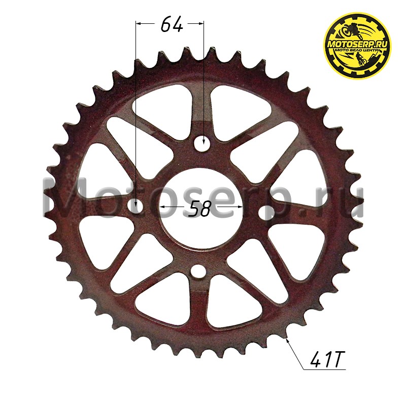Купить  Звезда ведомая голая (венец) (520-41) (520-41T D-58mm, 4x64mm) KAYO T2,  K1, K2 (шт) (SM 687-2751 купить с доставкой по Москве и России, цена, технические характеристики, комплектация фото  - motoserp.ru