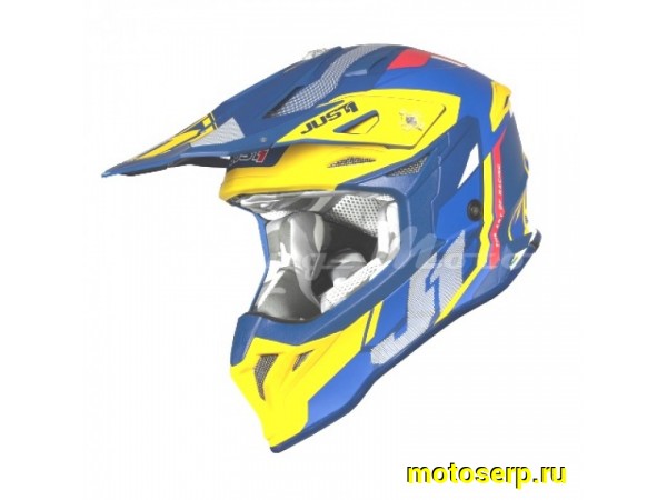 Купить  ====Шлем Кросс JUST1 J39 REACTOR  желтый/синий матовый р-р S (2020г)  (шт) (SM 880-1110 купить с доставкой по Москве и России, цена, технические характеристики, комплектация фото  - motoserp.ru