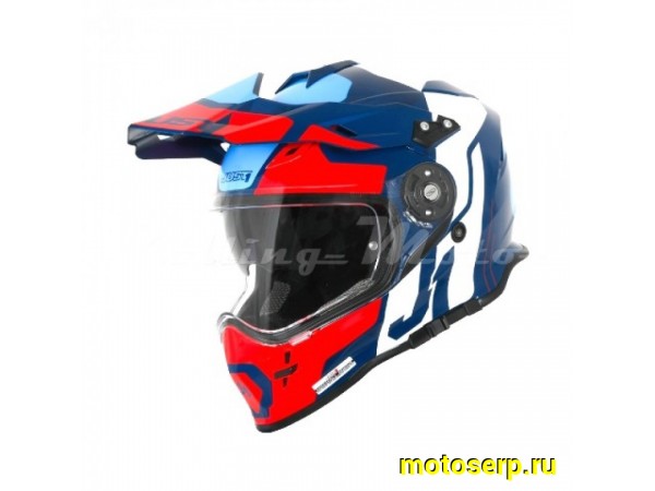 Купить  Шлем Кросс JUST1 J34 (мотард) Tour  красный/синий/глянцевый р-р S  (2020г) (шт)  (SM 763-2201 купить с доставкой по Москве и России, цена, технические характеристики, комплектация фото  - motoserp.ru