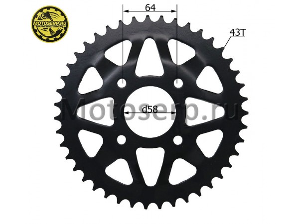 Купить  Звезда ведомая голая (венец) (520-43) (520-43T D-58mm, 4x64mm) KAYO T2, K1, K2 (шт) (SM 687-3112 купить с доставкой по Москве и России, цена, технические характеристики, комплектация фото  - motoserp.ru