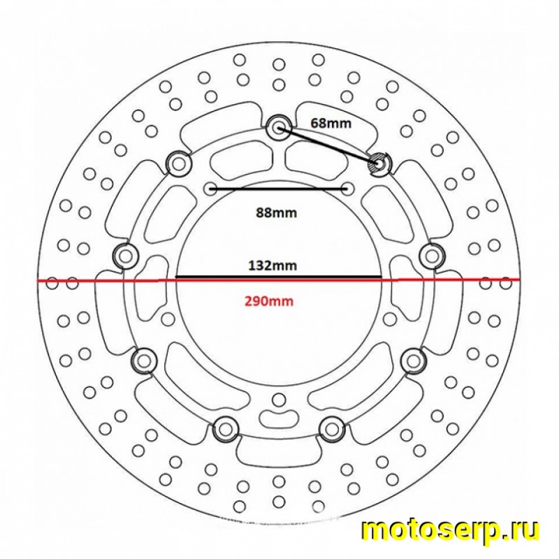 Купить  Диск тормозной (290x132) (отв:5x88) Ferodo FMD0394RX (шт) (0 купить с доставкой по Москве и России, цена, технические характеристики, комплектация фото  - motoserp.ru